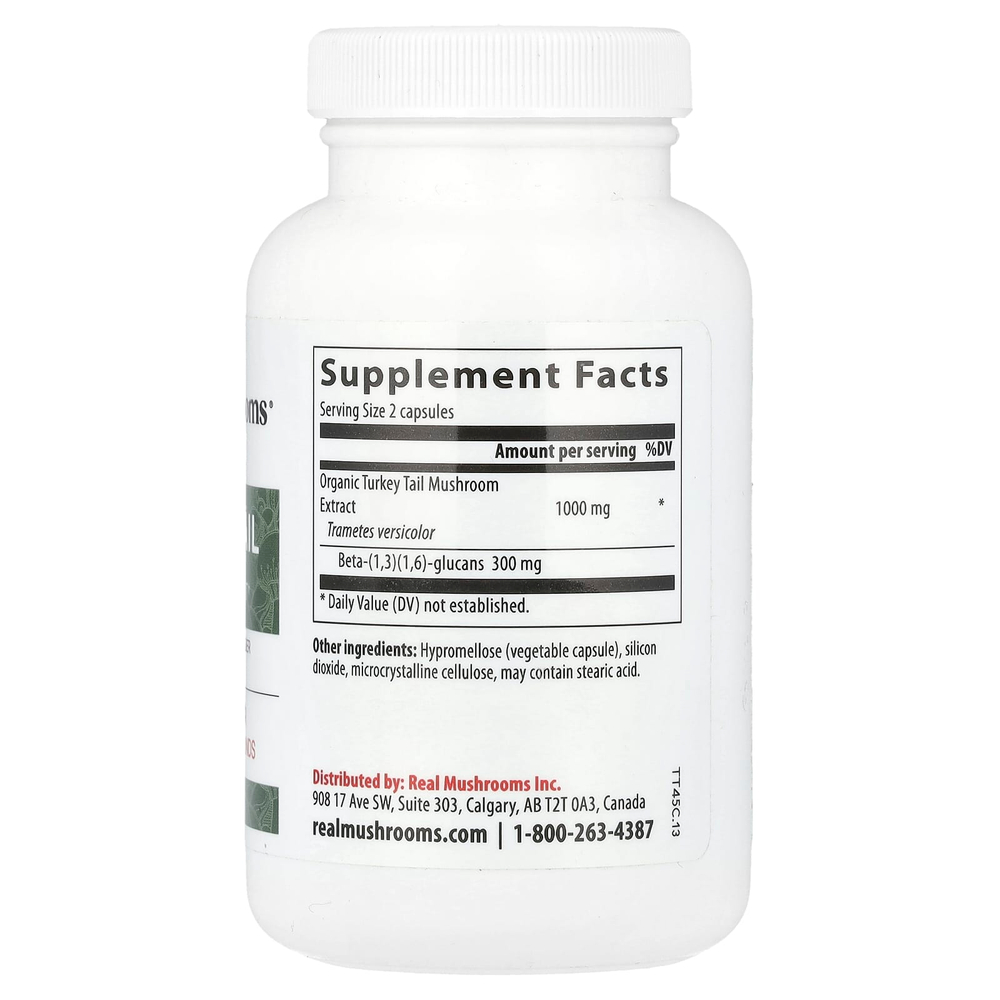 Real Mushrooms, трутовик разноцветный, порошок экстракта грибов, 90 капсул