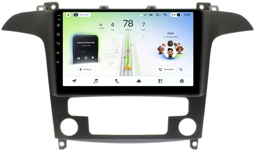 Магнитола для Ford S-Max, Galaxy 2 2006-2015 (климат) - Teyes CC4L монитор 9" IPS на Android 14, Snapdragon 662, CarPlay, 4G SIM-слот