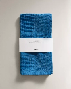 ZARA HOME ХЛОПКОВОЕ ПОЛОТЕНЦЕ, СИНИЙ