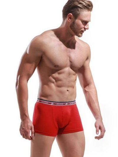Трусы-боксеры с широкой резинкой в спортивном стиле (Размер: XL) (Цвет: красный)