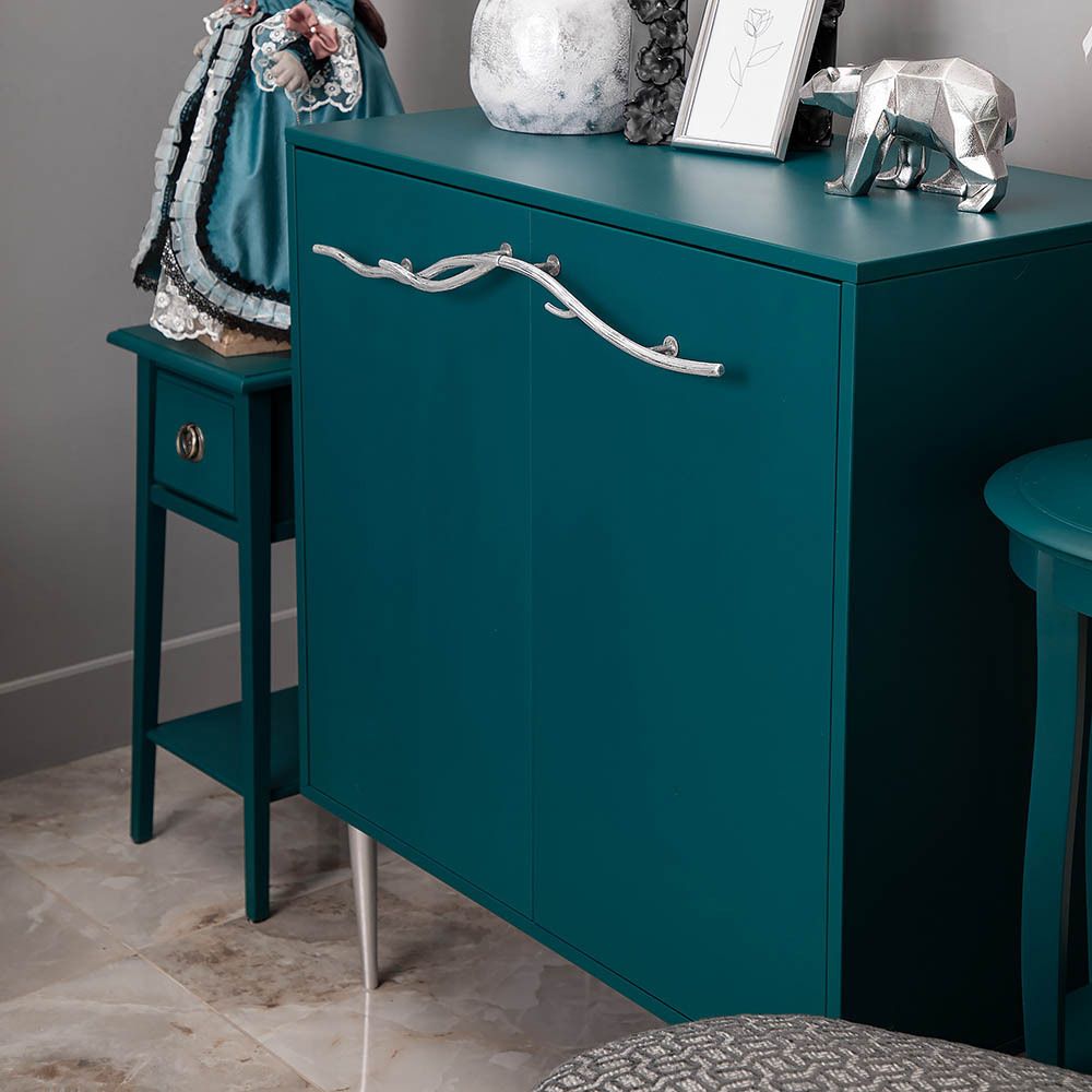 Комод Арт Колор matte Стайл Сильвер с 2 полками Зеленый бирюзовый матовый