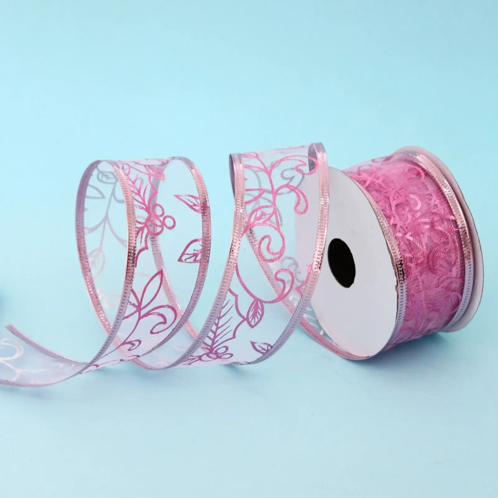 Лента для декорирования «Изящная» 4 см, 2,7 м, Розовый (микс дизайнов)