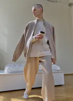 Лонгслив One Two High Neck Logo Moonbeam бежевый