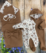 Комплект на выписку 5 предметов велюр "Сара" (Комбинезон, одеяло, бантик, шапочка, слип) (Цвет: Серый)