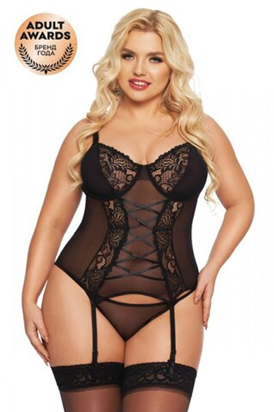 Корсет и стринги SoftLine Collection Brenda черный XXXL