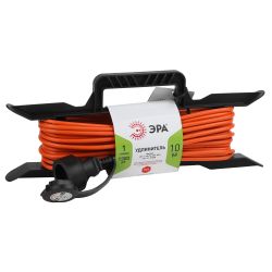 Удлинитель силовой ЭРА UFx-1-2x0.75-10m на рамке без заземления 1 розетка 10м ПВС 2x0.75мм2 | Силовые удлинители