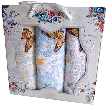 Набор из 3-х махровых полотенец в подарочной упаковке, 100% хлопок, Китай.