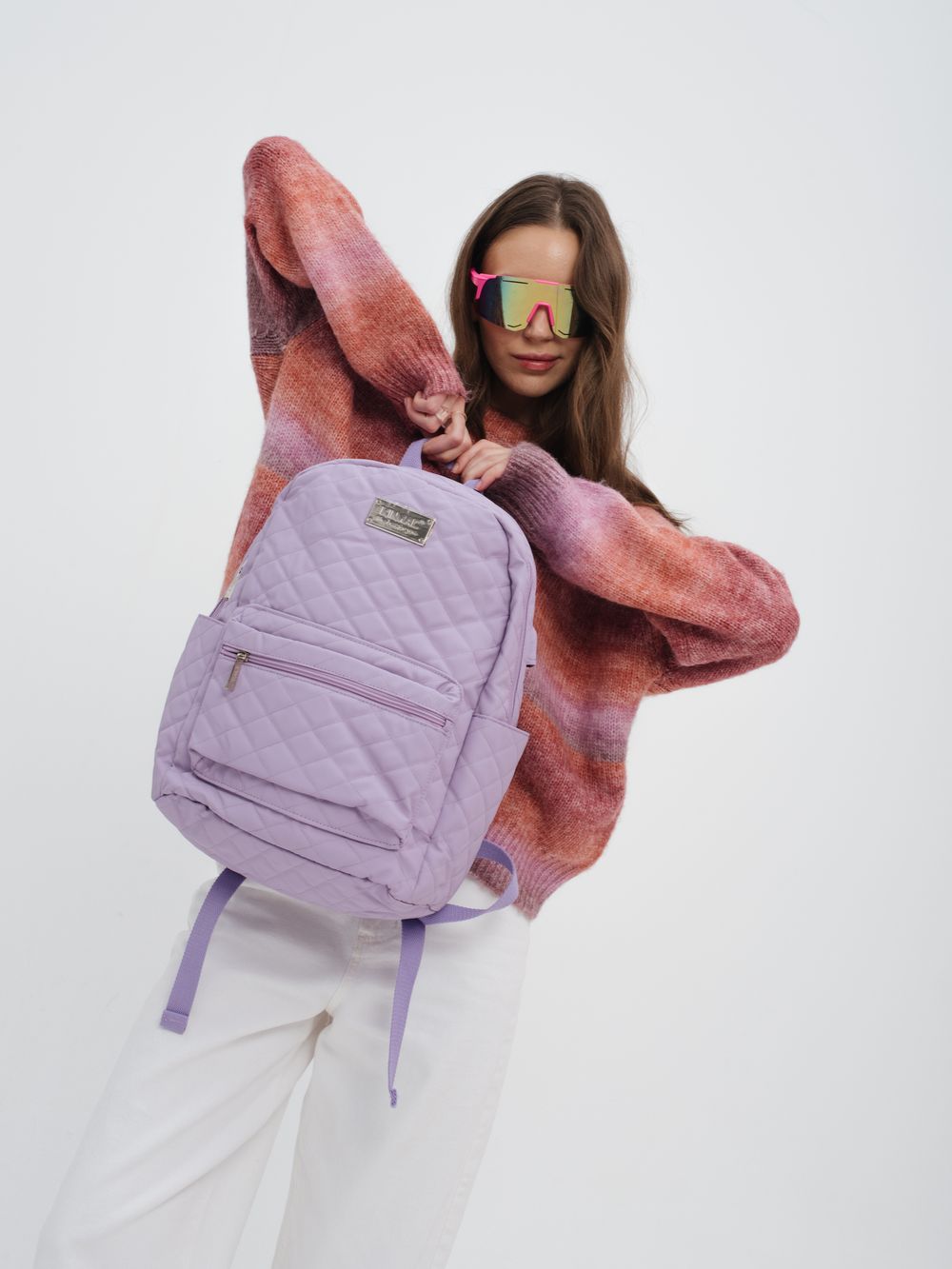 Рюкзак с отделением для ноутбука до 15,6" и USB-портом для зарядки (Стеганый фиолетовый)