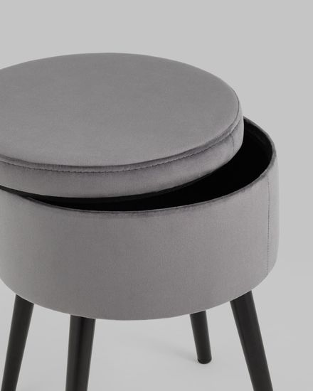 Пуф Клайс с ящиком велюр серый