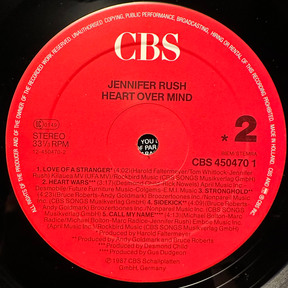 Jennifer Rush - Heart Over Mind (Европа 1987г.)