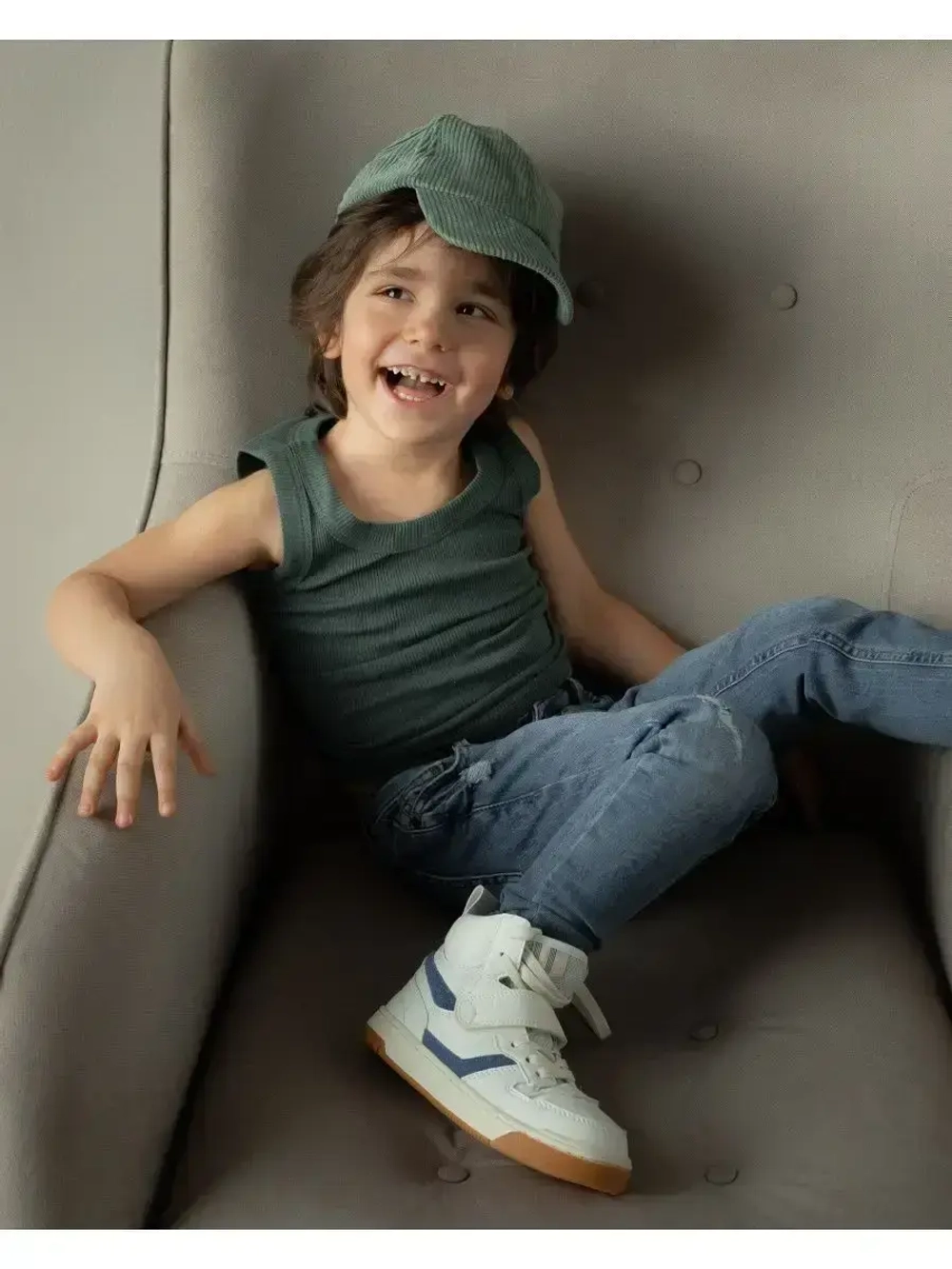 Темно-зеленая майка детская базовая