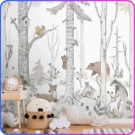 Фотообои детские Лесные животные 300х270 см Luxury Walls AM38303