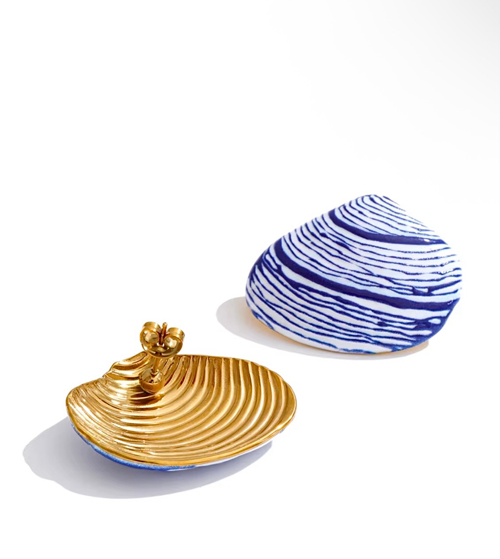 Серьги Shell blue