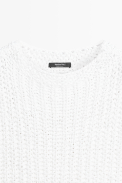 Massimo Dutti Топ из фактурного хлопкового трикотажа, белый