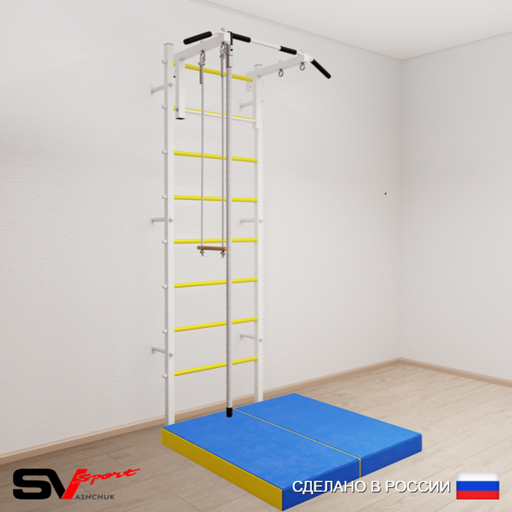 Шведская стенка Sv Sport усиленная 6154 (Турник стандарт/Канат/Трапеция/Мат 1м)