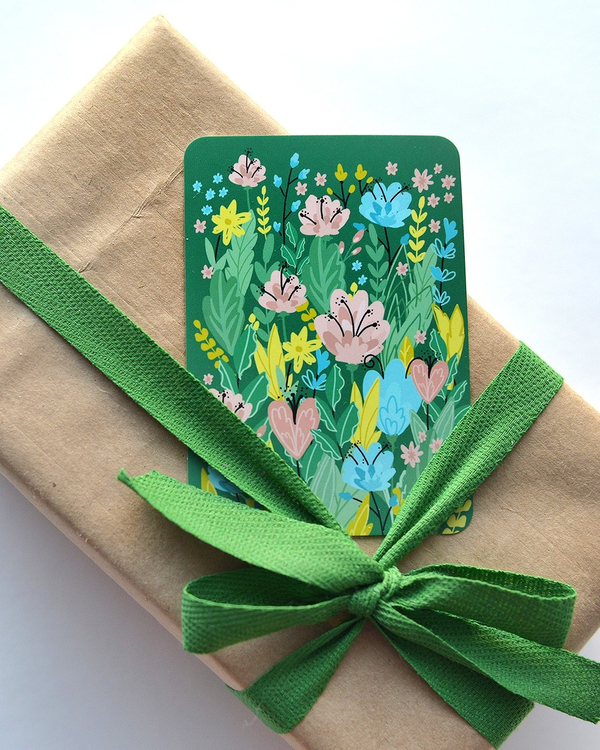 Мини-открытка "Цветы. Зеленые"