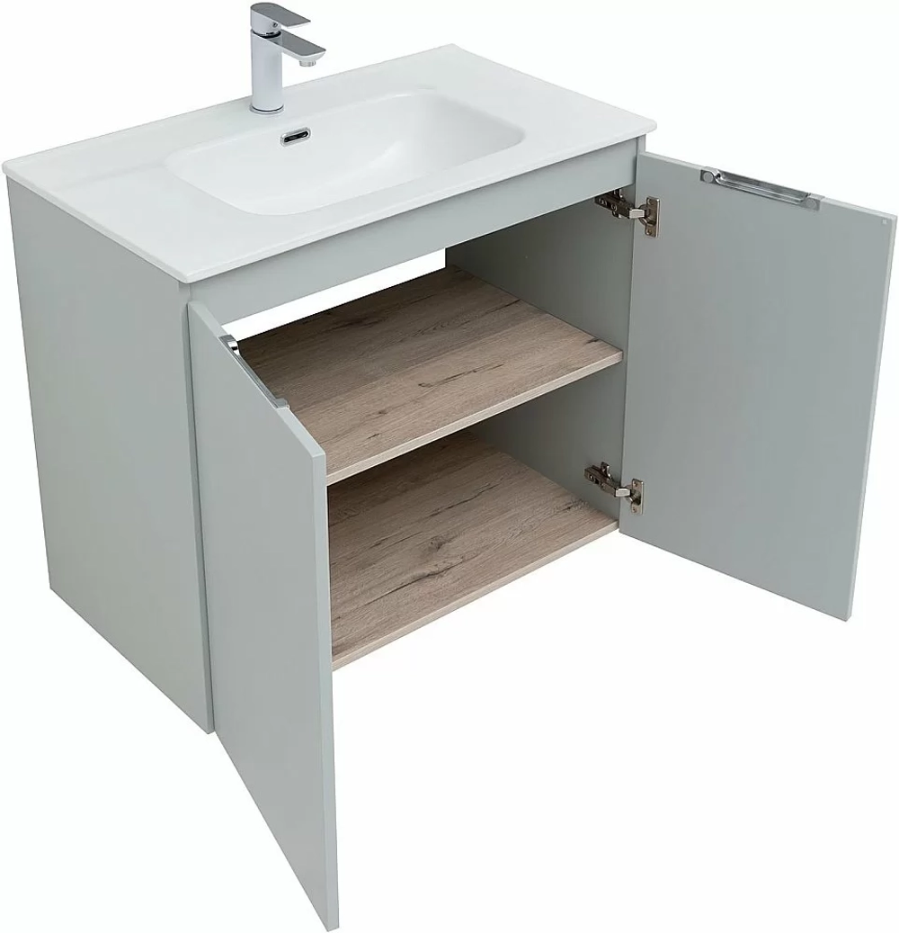 Тумба с раковиной Aquanet Алвита New 277528 80 серый