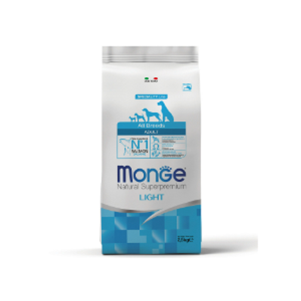 Сухой корм для взрослых собак всех пород низкокалорийный лосось с рисом Monge Dog Speciality Line Light 2,5кг