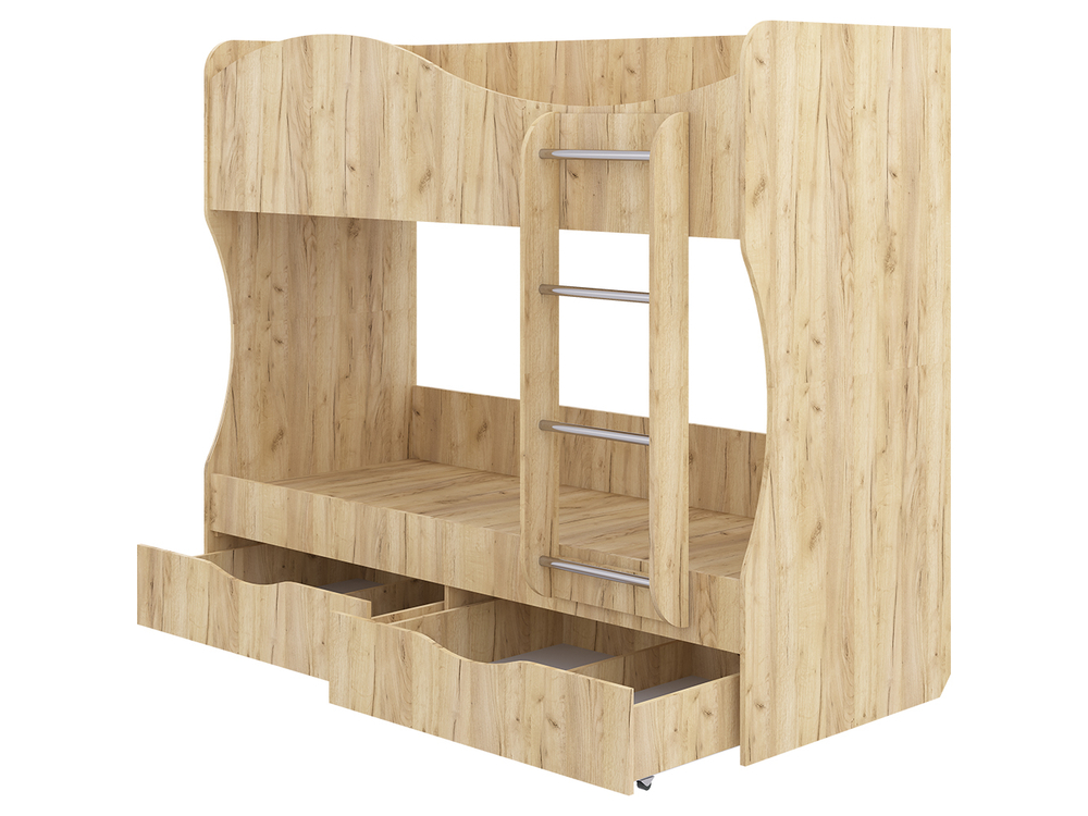 Кровать двухъярусная Кузя с ящиками Крафт золотой