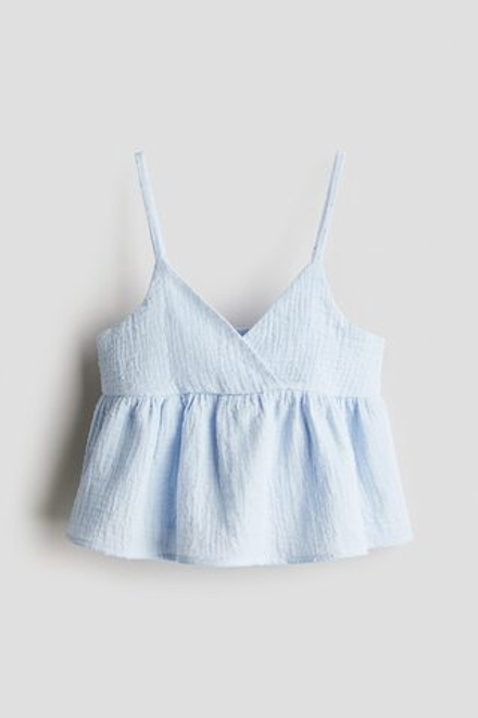 H&M Топ на бретелях с V-образным вырезом, светло-голубой