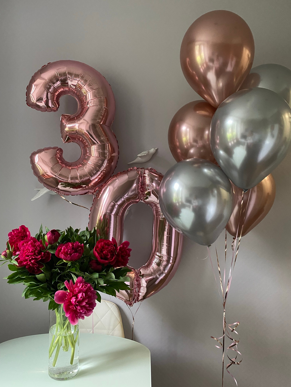 Набор шаров Розовое Золото 30-летие