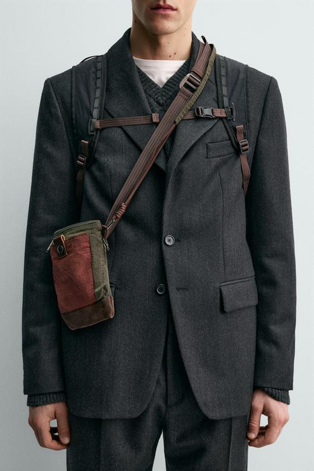 ZARA X AARON LEVINE СУМКА ЧЕРЕЗ ПЛЕЧО С ДЕТАЛЯМИ ИЗ КОЖИ, РАЗНОЦВЕТНЫЙ