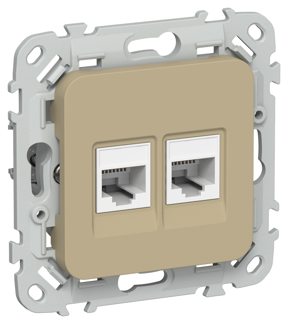 FLITE Розетка 2-местная RJ45/RJ11 категория 5Е/3 UTP РКТ5е/3-2-0-ФлХ хаки IEK