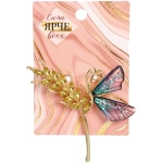 Брошь «KLEVER KS», Бабочка на колоске, цвет как на фото, 5.5*5.7см (символ Возрождения)