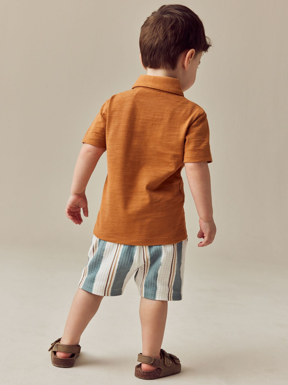 Поло и шорты в комплекте для мальчика Next E63-597, Кирпичный, Молочный, Голубой