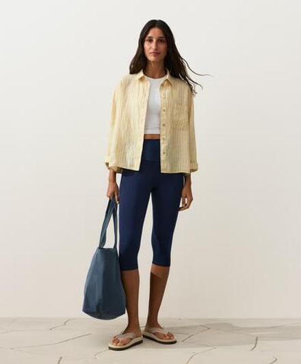 Oysho Короткая рубашка из 100%-го льна, желтый