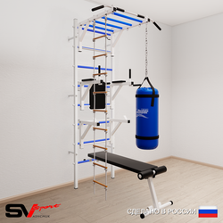 Шведская стенка Sv Sport усиленная 6623 (Турник рукоход/Брусья/Стойка/Скамья/Лестница/Цепь/Мешок 30кг)