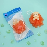 Мочалка-шар для тела полипропиленовая детская «Baby Boom - Мишка», цвет красный, d-11см