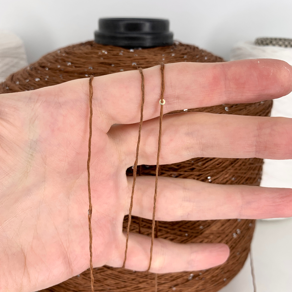 LINETTE PAILLETES - 80% лен, 20% п/а, микропайетки 2мм - серебро, коричневый; 450м\100гр