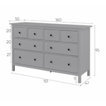 Комод с 8 ящиками деревянный, Хемнэс Hemnes/ Кымор, 160х50х96 см, серый
