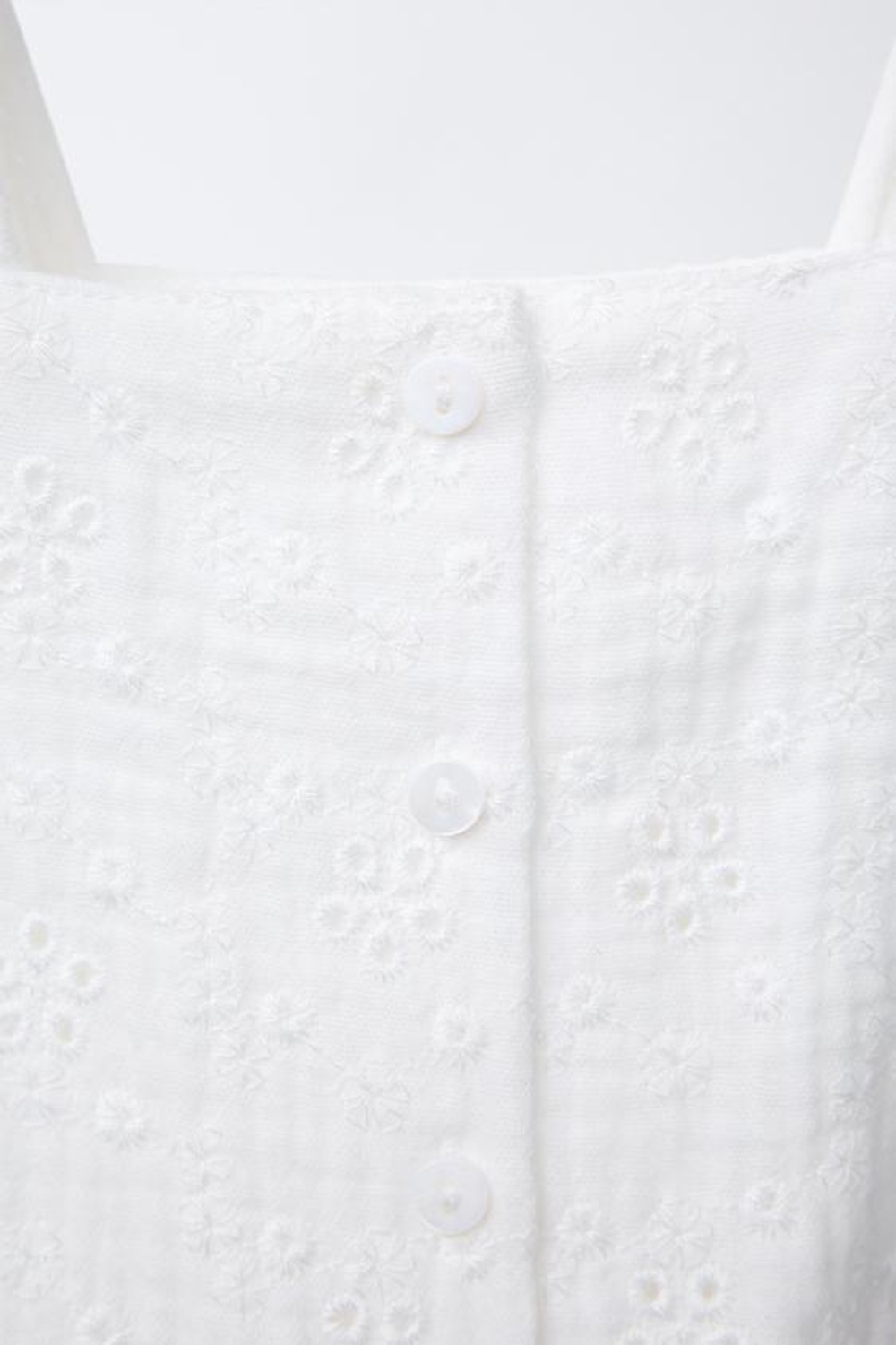 ZARA ДЛИННЫЙ КОМБИНЕЗОН С АЖУРНОЙ ВЫШИВКОЙ, БЕЛЫЙ