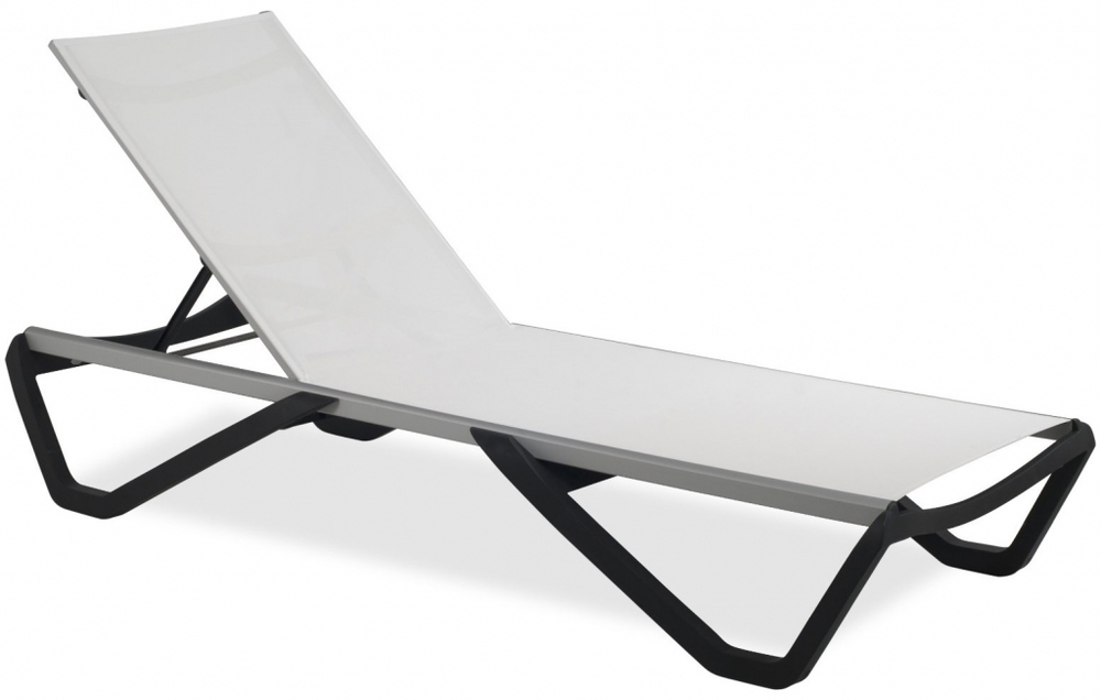 Шезлонг-лежак металлический Papatya Wave, антрацит, белый