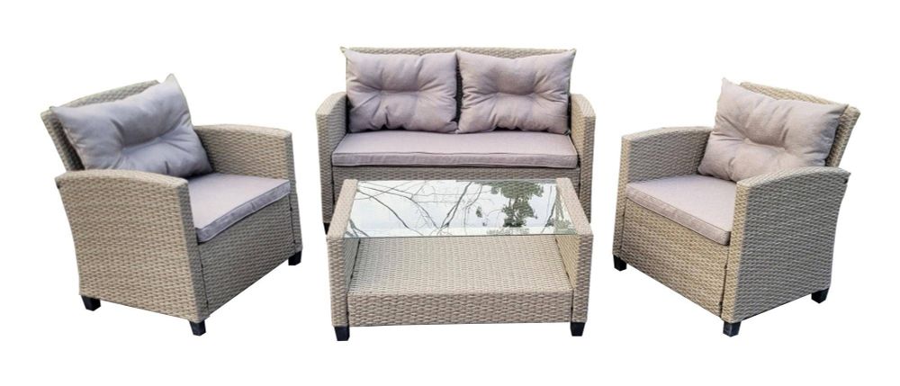 "Филадельфия" лаунж-зона из искусственного ротанга, цвет соломенный