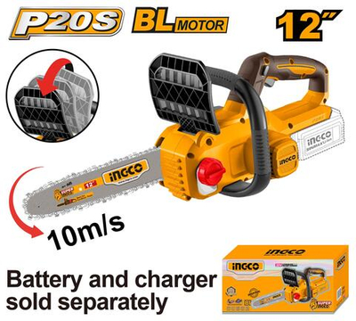 Цепная аккумуляторная пила 20В, BL 300 мм (12") без АКБ и ЗУ INGCO CGSLI20126 INDUSTRIAL