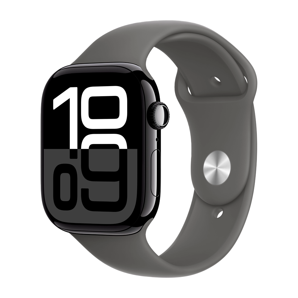 Умные часы Apple Watch Series 10 GPS, 46mm, Jet Black Aluminium Case with Sport Band S/M, Stone Gray (Черный)