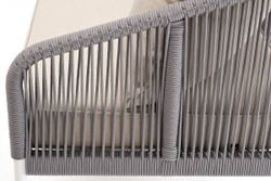 "Канны" диван 3-местный плетеный из роупа, каркас алюминий белый муар, роуп светло-серый круглый, ткань бежевая 15052