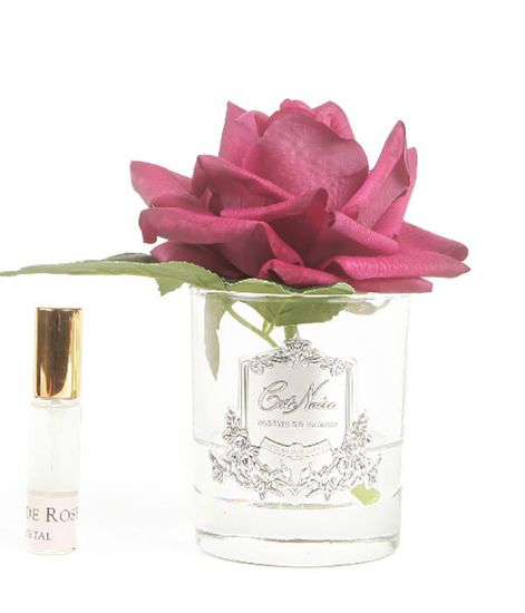 Красная роза ароматизированная в прозрачной вазе, Cote Noire