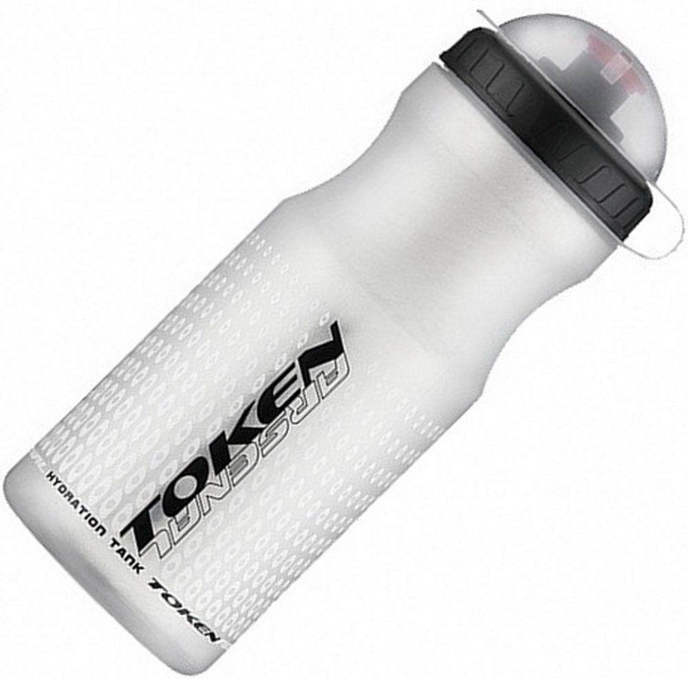 Фляга 0,6л с крышкой и логотипом "TOKEN", серебристо-черная TK9583