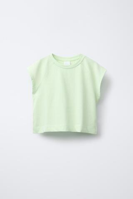 ZARA ОДНОТОННАЯ ФУТБОЛКА, ЗЕЛЕНЫЙ