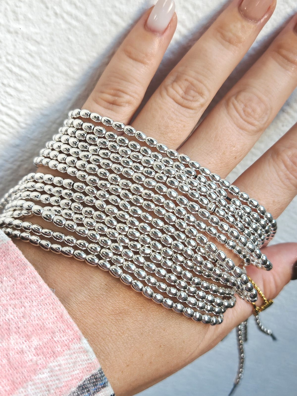 грис42-рз Гематит синт. рис 4*2мм, розовое золото, нить 40см