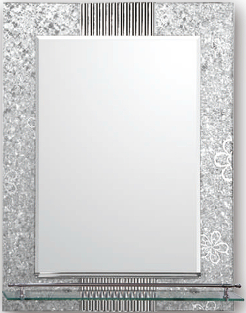 Зеркало с полкой 60х45см серое Фрап