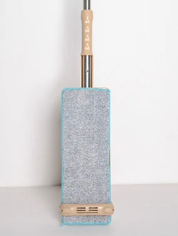 Швабра для мытья пола плоская с вертикальным отжимом Доляна, 2 насадки из микрофибры 35×14 см, стальная ручка 125 см