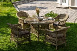 "Дольче" обеденная группа из искусственного ротанга, цвет соломенный