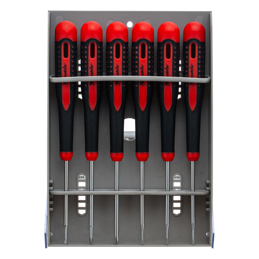 Набор отверток для точных работ Fusion, двухкомпонентная рукоятка, 6 шт, в пластиковом пенале Matrix