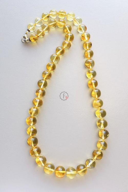 Бусы из лимонного янтаря форма мятый шар