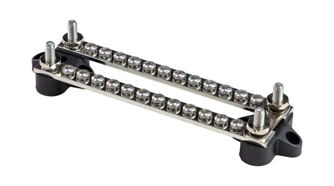 Колодка распределительная электромонтажная с защитной крышкой, 2 планки по 12 контактов